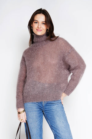 80% kid mohair sweater 3026: Gris foncé-Blue Hand Home