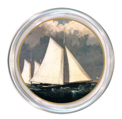 C114-Two Schooners Coaster-Blue Hand Home