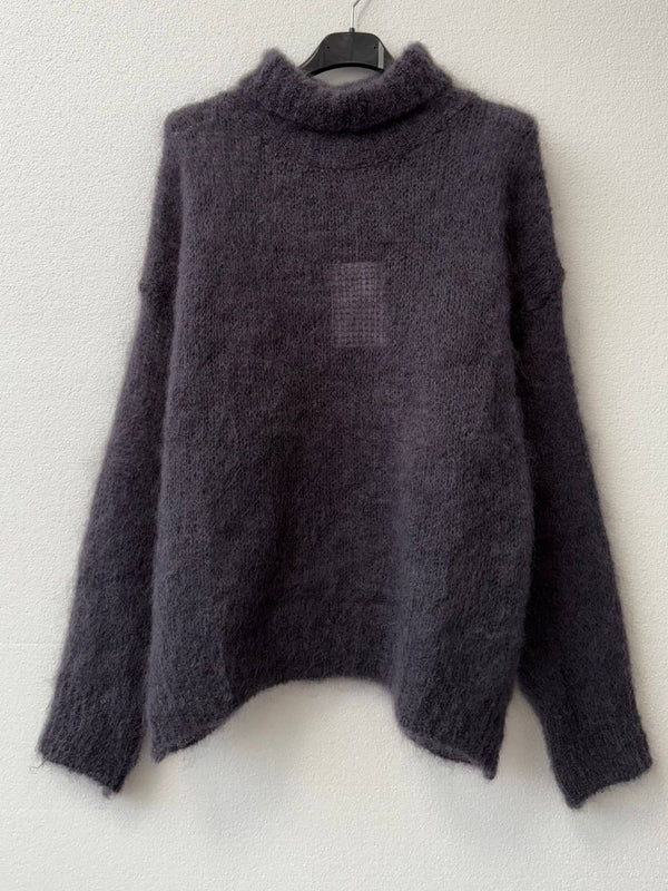 80% kid mohair sweater 3026: Bordeaux-Blue Hand Home