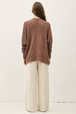 LIGHTWEIGHT CROCHET KNIT OPEN CARDIGAN-Blue Hand Home