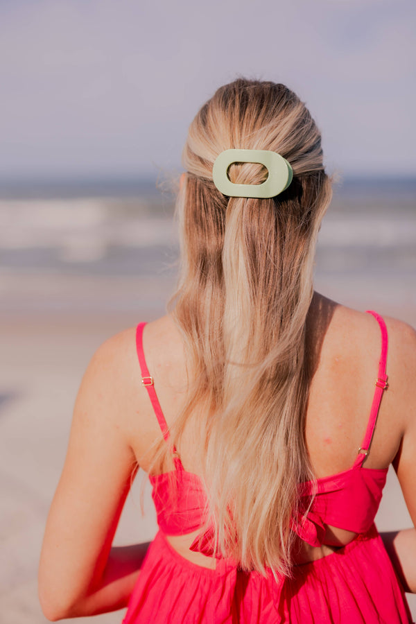 Round Flat Hair Clip | Small | Aloe, There!-Blue Hand Home