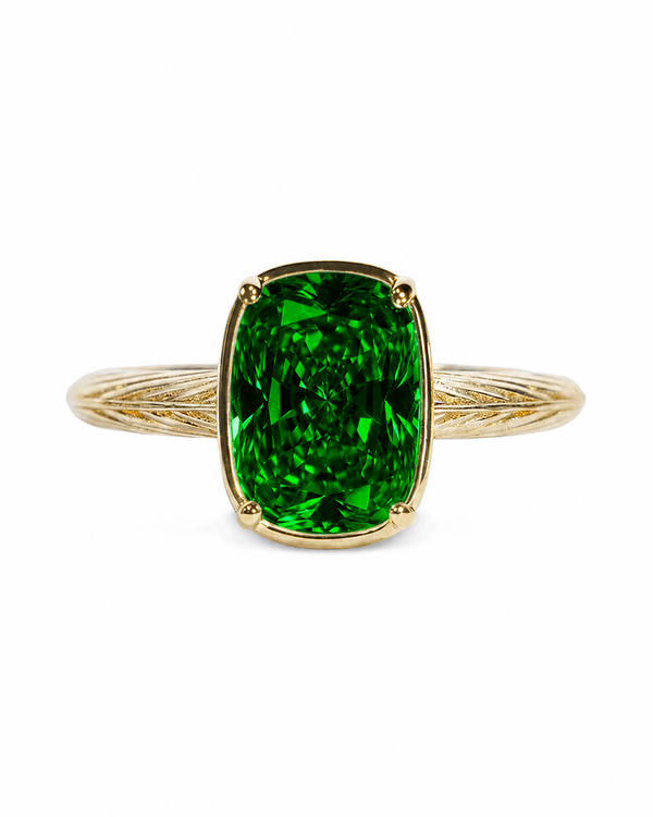 Sterling Silver Elongated Cushion Emerald CZ Cocktail Ring