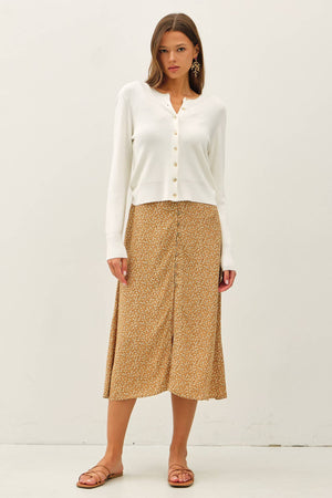 Ribbed Crewneck Cardigan-Blue Hand Home