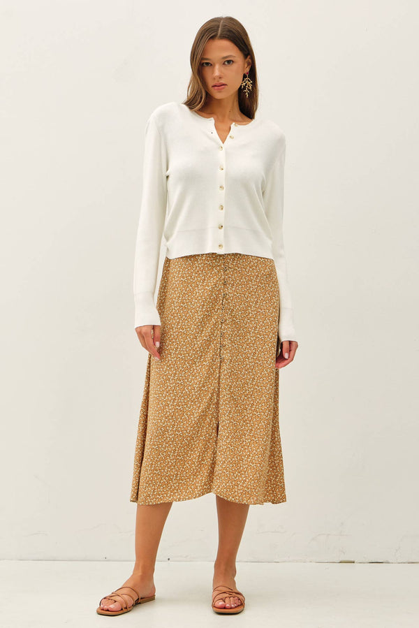 Ribbed Crewneck Cardigan-Blue Hand Home