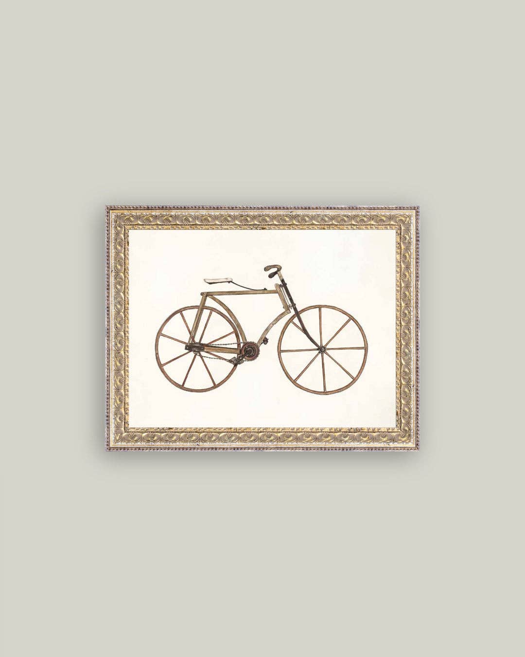 Old School Bike Framed Antique Art-Blue Hand Home