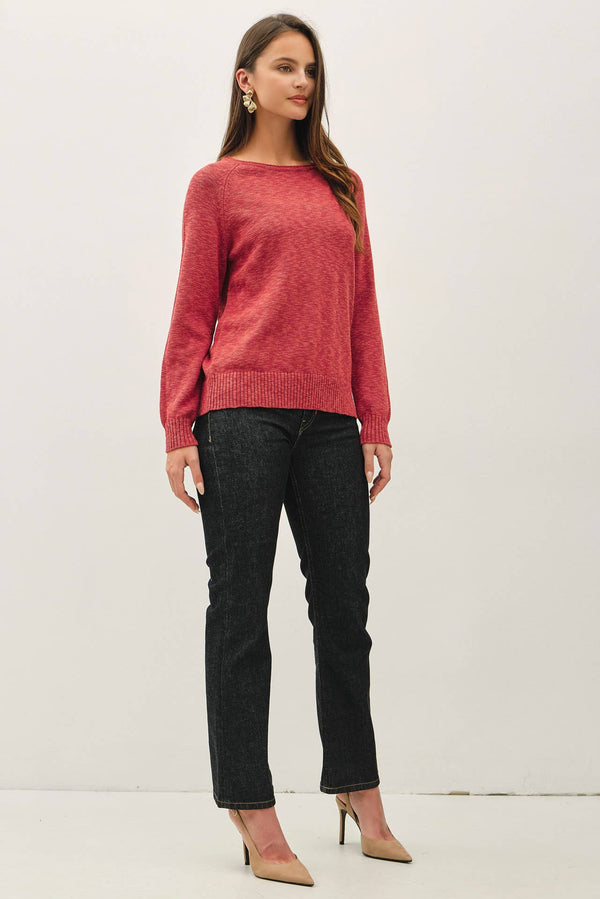 [NEW SHADE]RAGLAN SLEEVE SLUB PULLOVER SWEATER-Blue Hand Home