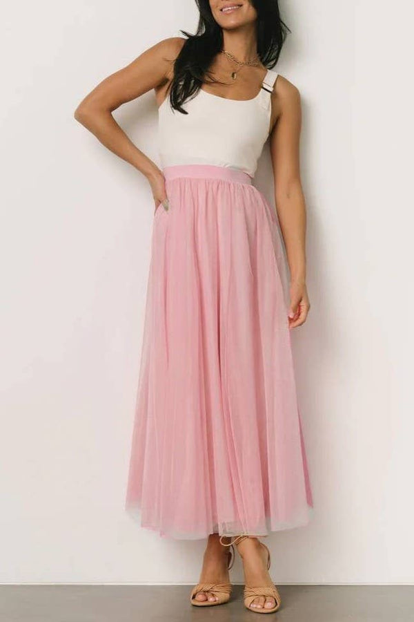 20 Colors Ethereal Flowy Elastic Waist Pleated Tulle Skirt