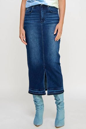 Released Hem Maxi Skirt-Blue Hand Home