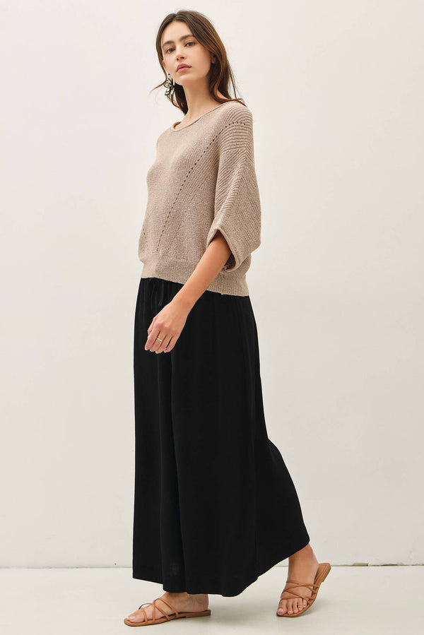 POINTELLE DOLMAN SLEEVE CROPPED SWEATER-Blue Hand Home