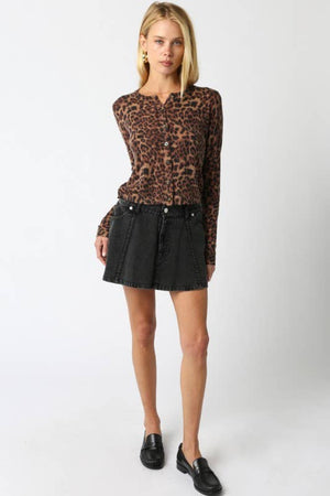 Christine Leopard Knit Top-Blue Hand Home