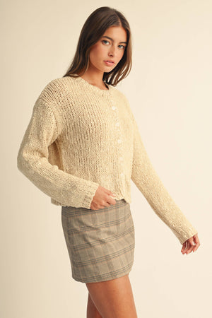5261ik Textured Button Front Knit Cardigan Sweater