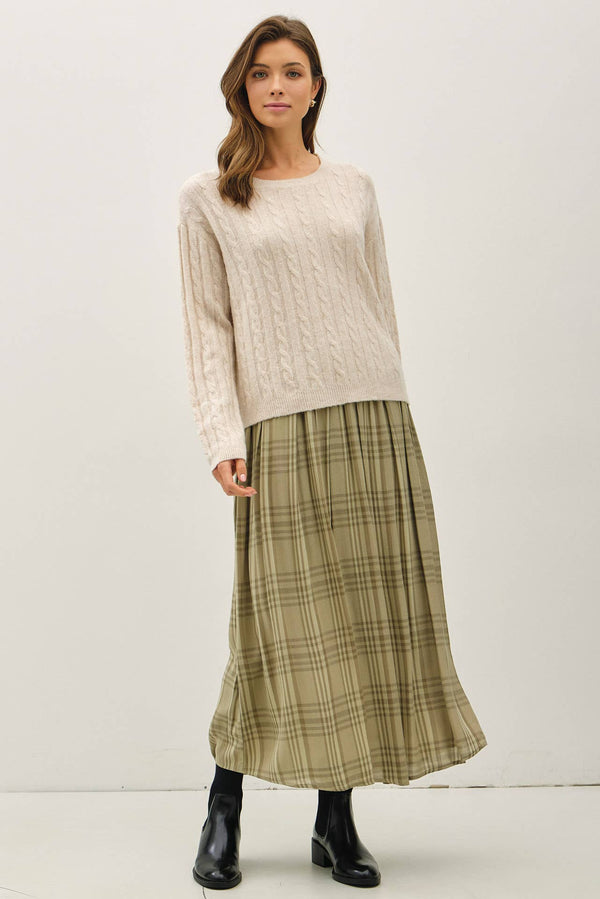 OVERSIZED BOXY CUT CABLE KNIT SWEATER-Blue Hand Home