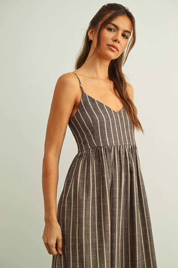 D4621 STRIPE PATTERN LONG DRESS-Blue Hand Home