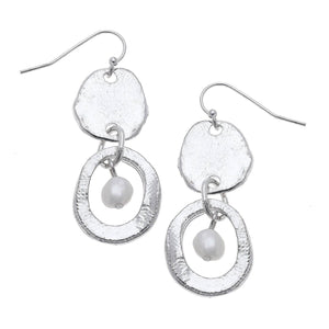 Open Oval & Freshwater Pearl Earrings