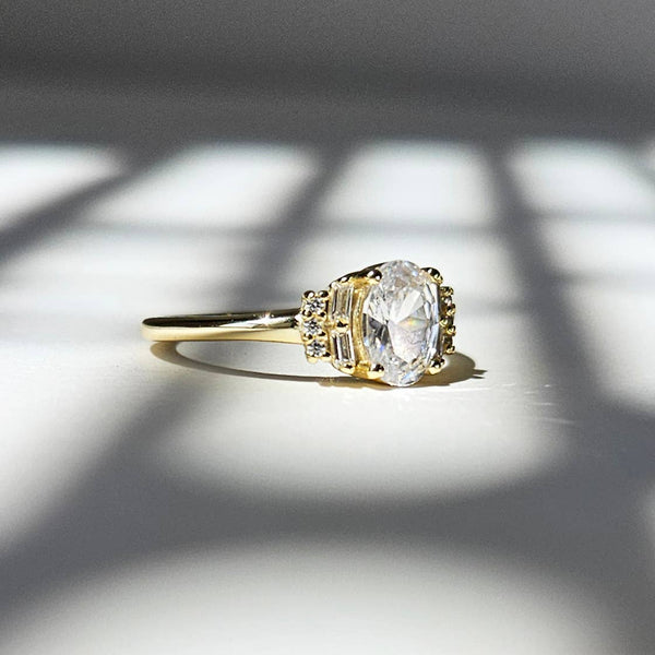 OVAL CUT DAINTY RING - R-F12278-Blue Hand Home