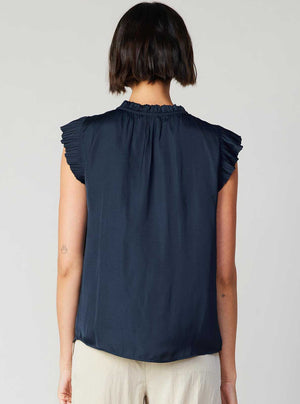 Margot Pleated Sleeve Blouse-Blue Hand Home