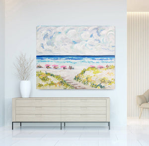 Beach Print on Paper, "Spring Beach"-Blue Hand Home