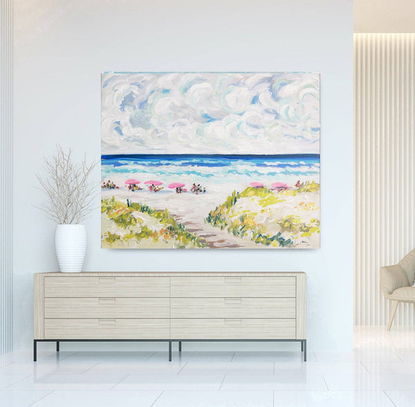 Beach Print on Paper, "Spring Beach"-Blue Hand Home