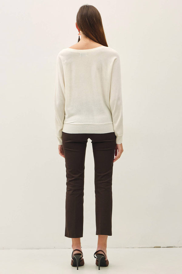 Dolman Sleeve Boat Neck Fine Sweater