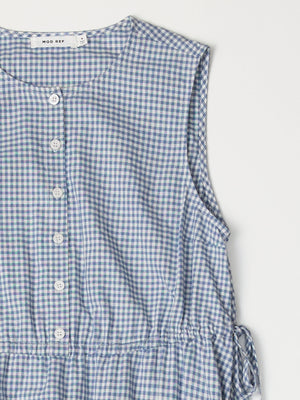 The Ceyda Dress | Tiered Gingham Midi Dress-Blue Hand Home