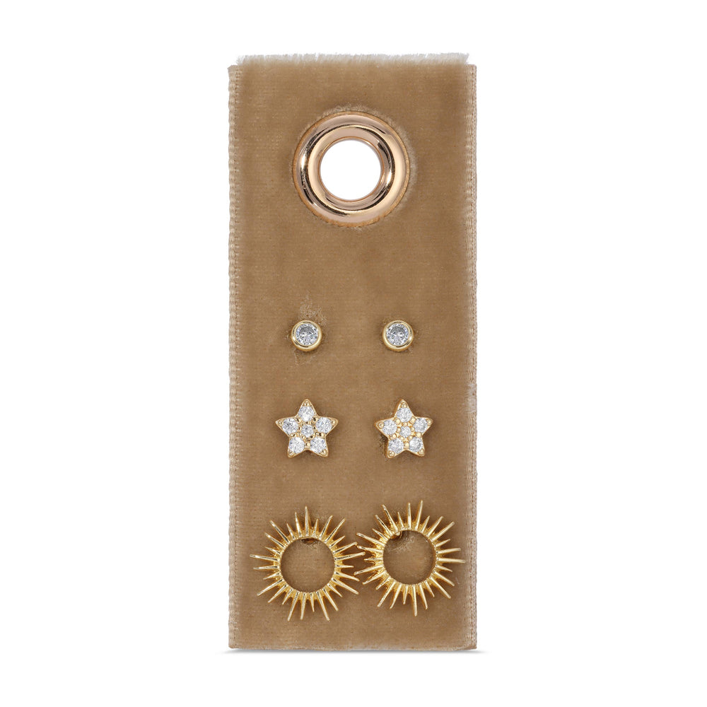 Flower Velvet Stud Gift Set-Blue Hand Home