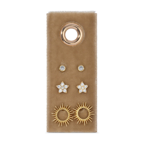 Flower Velvet Stud Gift Set-Blue Hand Home