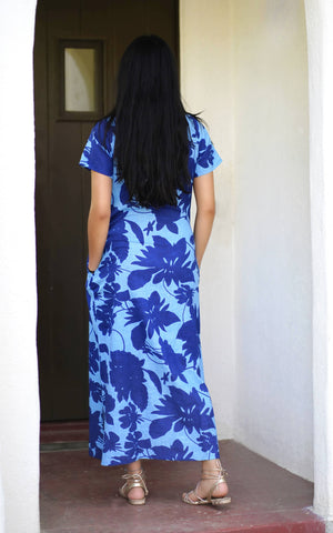 Carrie Cotton Dress Navy-Blue Hand Home