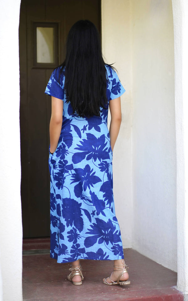 Carrie Cotton Dress Navy-Blue Hand Home