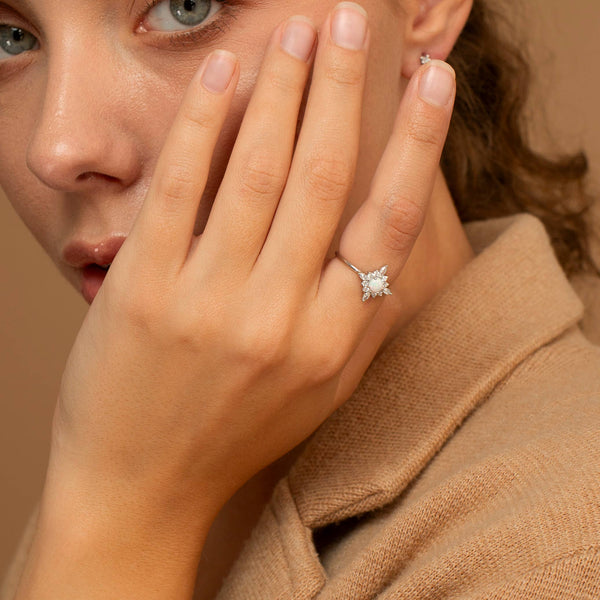 FLORAL OPAL RING - R-E3051-Blue Hand Home