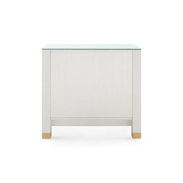 Camden 3-Drawer Side Table with Glass Top, Sand White-Blue Hand Home