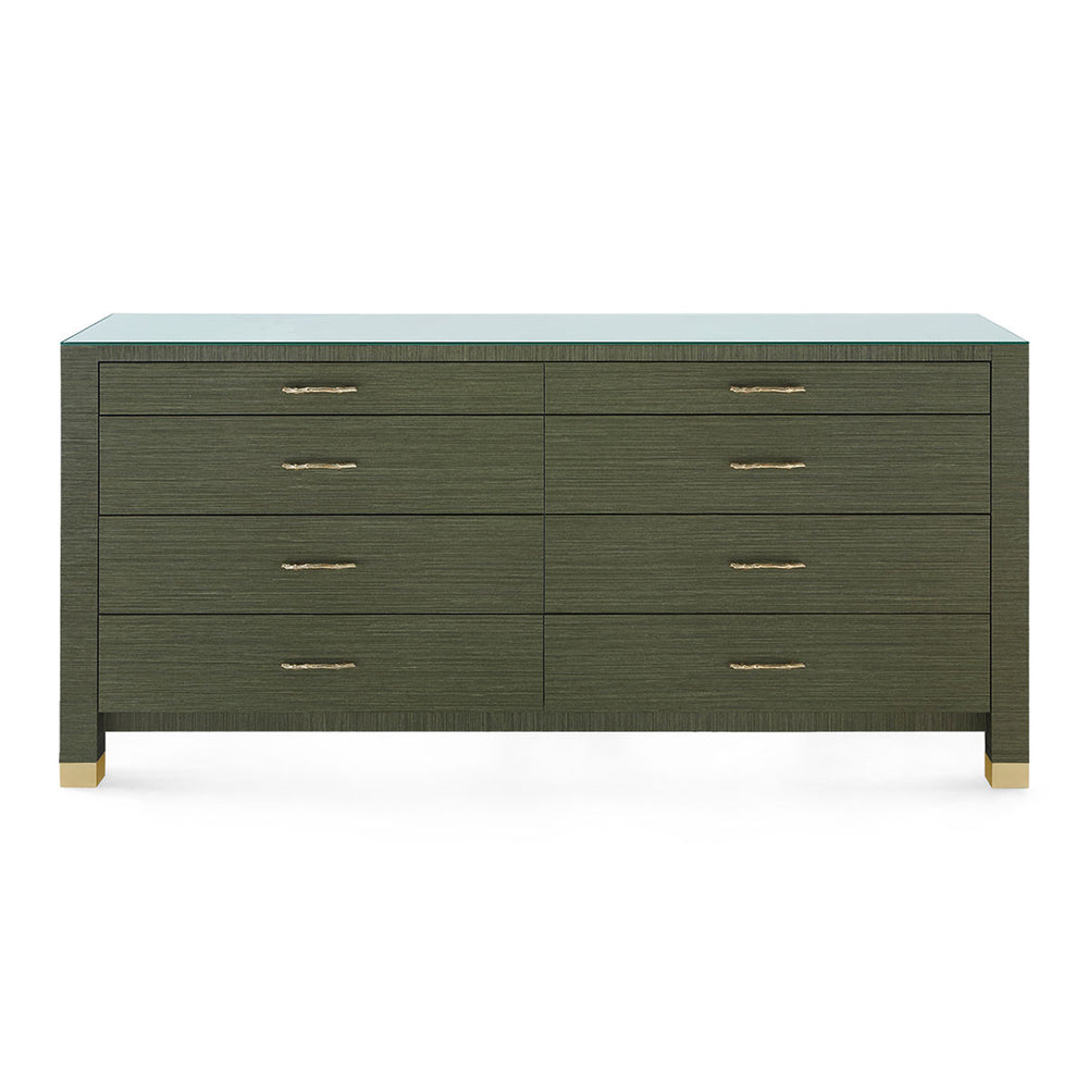 Camden Extra Large 8-Drawer with Glass Top, Deep Olive