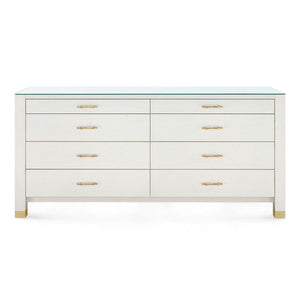 Camden Extra Large 8-Drawer with Glass Top, Sand White