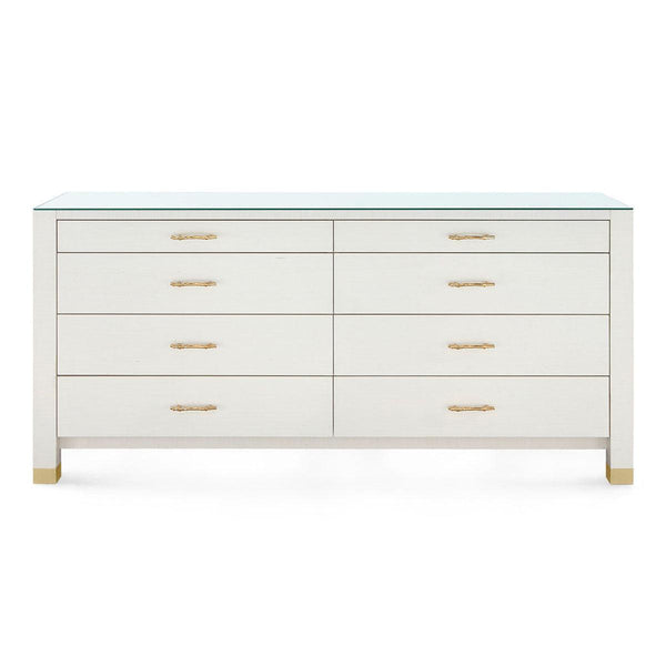 Camden Extra Large 8-Drawer with Glass Top, Sand White