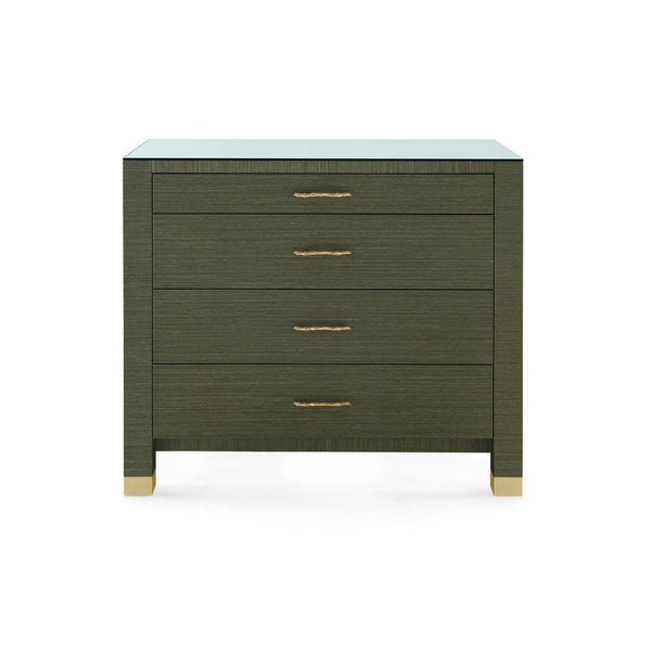 Camden Large 4-Drawer with Glass Top, Deep Olive