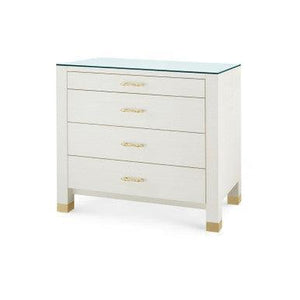 Camden Large 4-Drawer with Glass Top, Sand White-Blue Hand Home