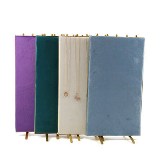 Vintage Inspired 2-Sided Velvet Jewelry Display Panel Stand-Blue Hand Home