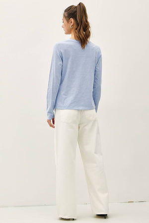 Cotton Slub Crewneck Long Sleeve Tee