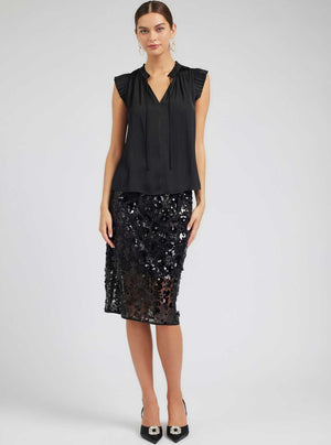Margot Pleated Sleeve Blouse-Blue Hand Home