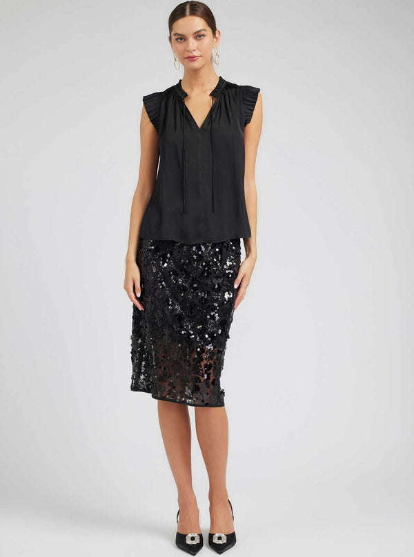 Margot Pleated Sleeve Blouse-Blue Hand Home