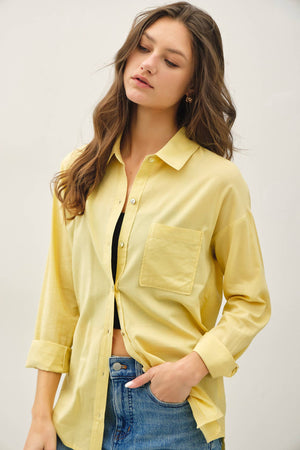 Cotton Blend Light Weight Oversized Classic Shirt-Blue Hand Home