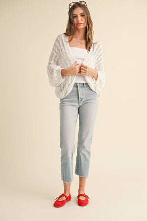 J4475 LIGHT WEIGHT CABLE KNITTED CARDIGAN-Blue Hand Home