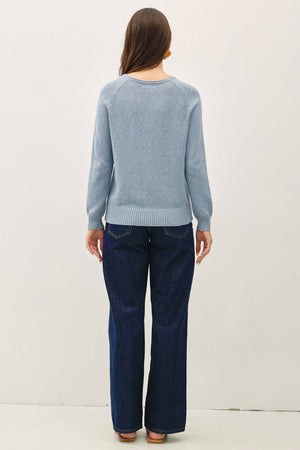 [NEW SHADE]RAGLAN SLEEVE SLUB PULLOVER SWEATER-Blue Hand Home