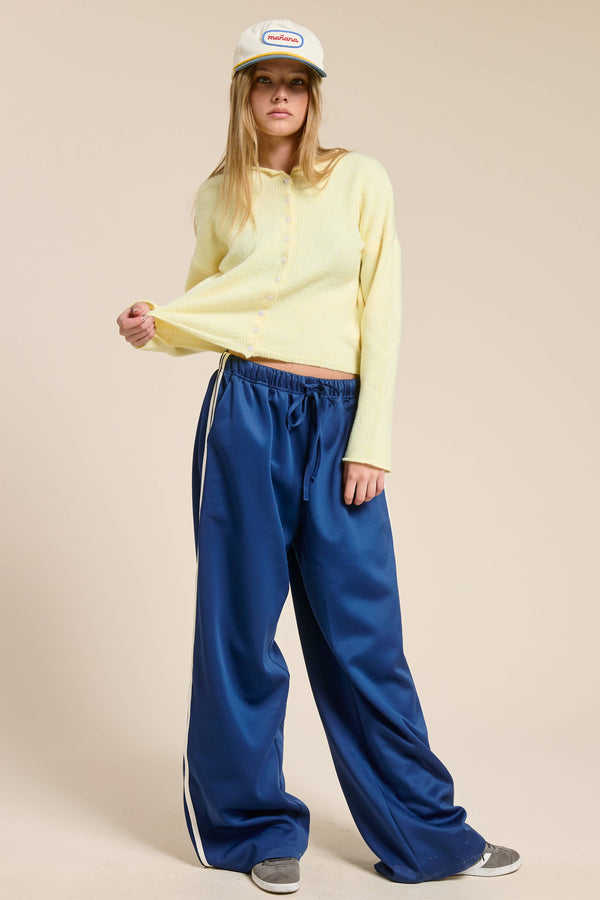 Essential Button Down Cardigan Top-Blue Hand Home