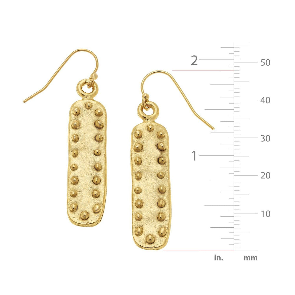 Gold Bar with Dots Earrings-Blue Hand Home