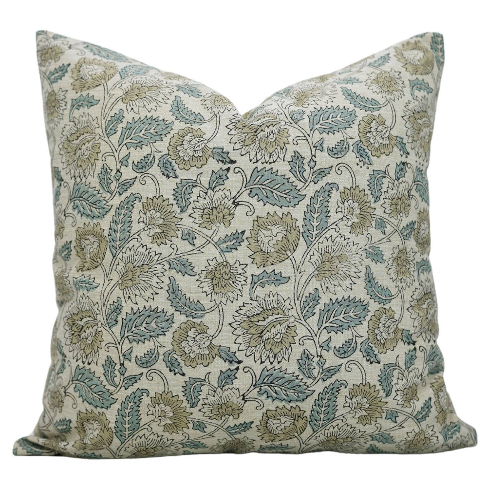 Boho Decor Block Linen Blend Cushion Cover - Mandakini-Blue Hand Home