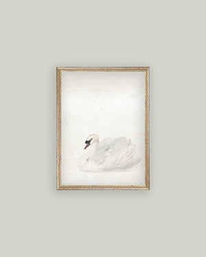 Swan Framed Antique Art-Blue Hand Home