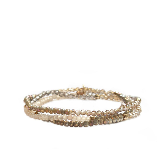 Mini stretch crystal beaded wrap bracelet-Blue Hand Home