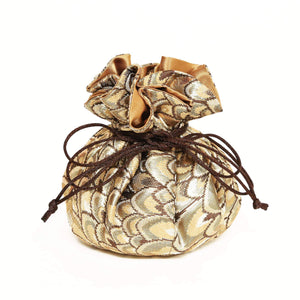 Small Feather Brocade Jewelry Pouch-Blue Hand Home