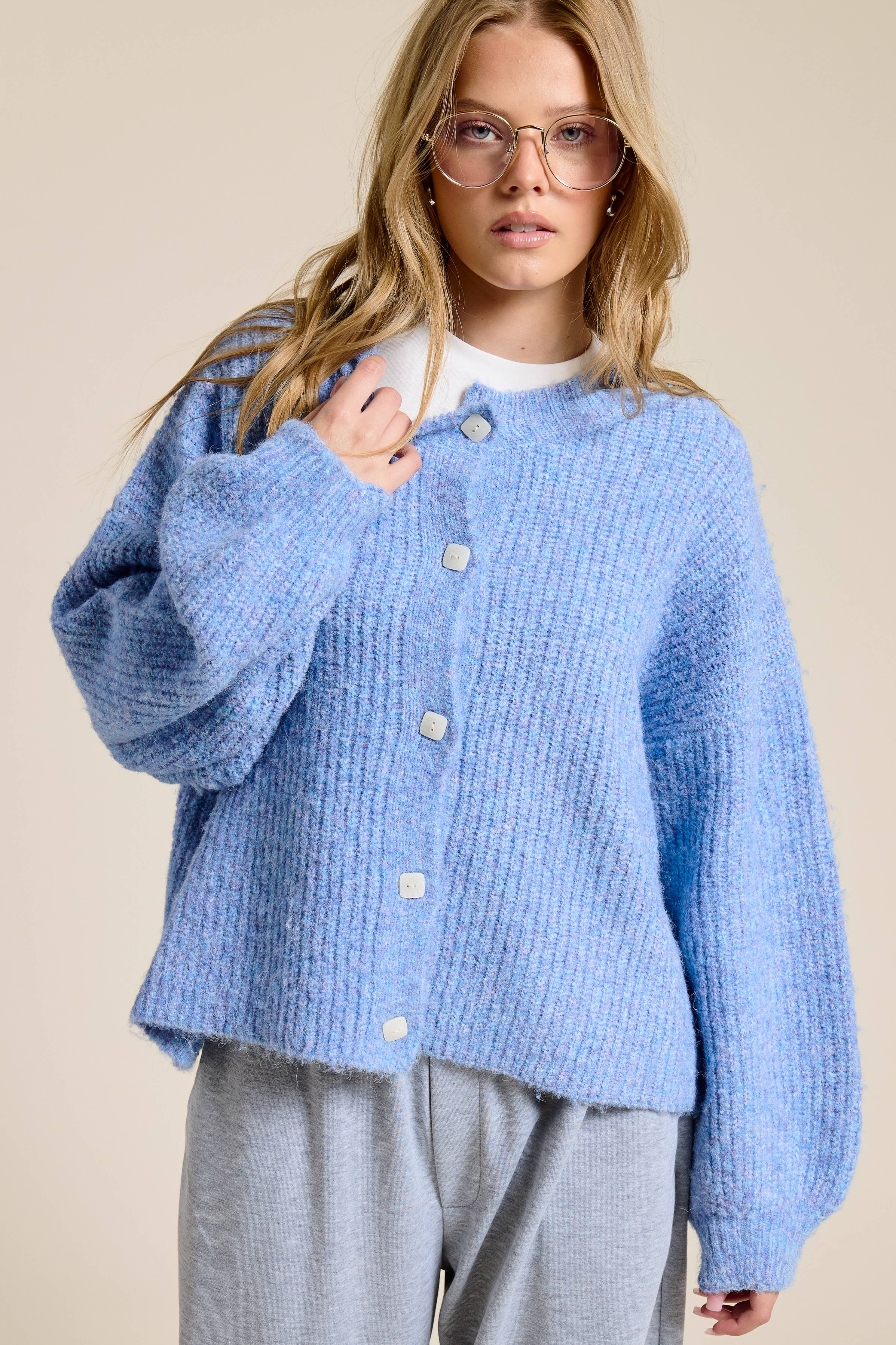 Balloon Sleeve Knit Cardigan | Mimosa