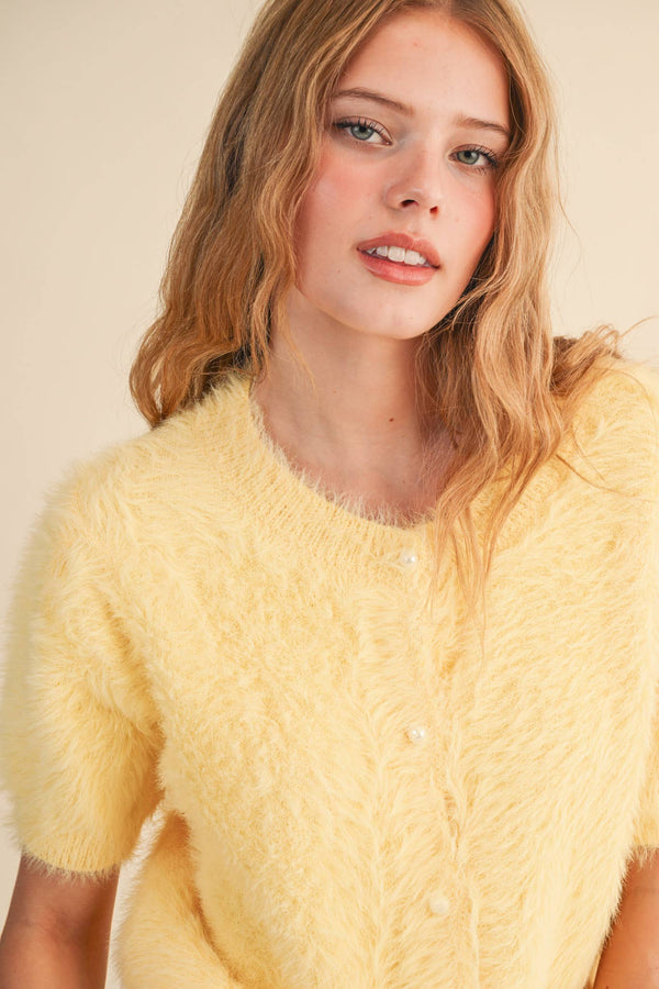 MOHAIR KNIT SHORT SLEEVE SWEATER CARDIGAN MSW11252-Blue Hand Home